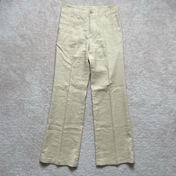 Banana Republic Pants - Banana Rebublic Linen Blend Harrison Wide Leg Beige Pants Women's 6 Vintage 2003